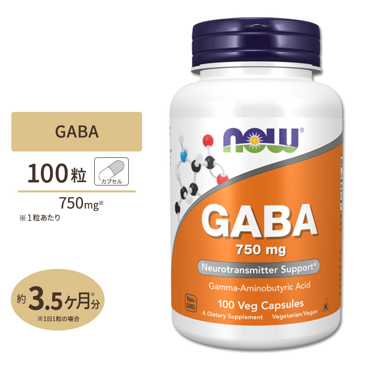 [6個セット]GABA (ギャバ) 750mg 100粒 NOW Foods (ナウフーズ) GABA 750mg 100vcaps｜プロテインUSA