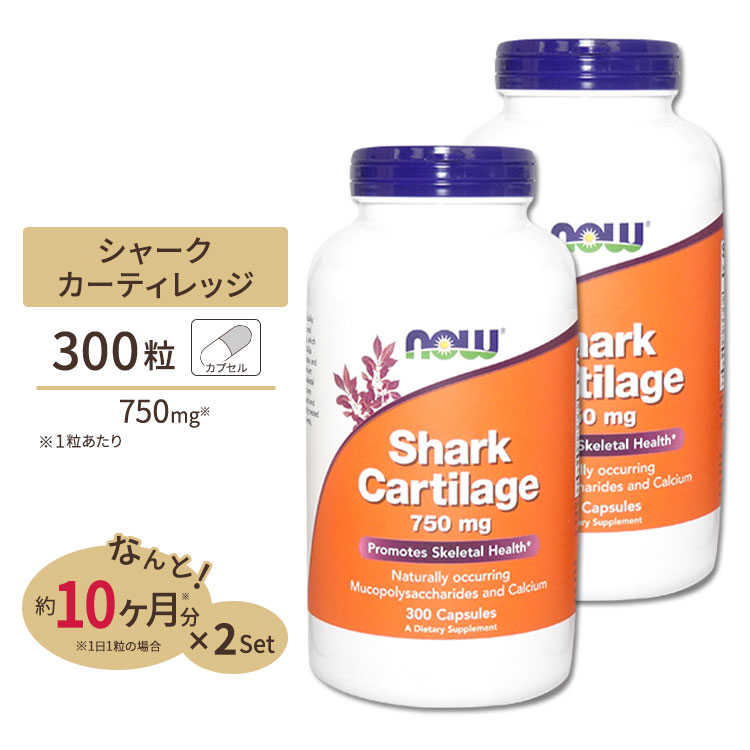 [2個セット] サメ軟骨 フリーズドライ 750mg 300粒 NOW Foods(ナウフーズ) Shark Cartilage 750mg Freeze Dried 300caps 2bottles set｜プロテインUSA 7,706円