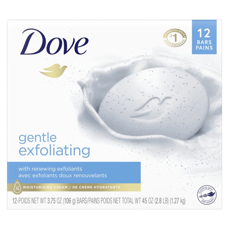 ダヴ ビューティーバー バスソープ ジェントル エクスフォリエーティング 106g 12個入り Dove Beauty Bar Bath Soap Gentle Exfoliating 3.75 oz 12 Bars 【お取り寄せ商品】【合わせて買いたい】