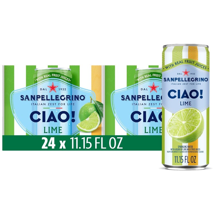サンペレグリノ チャオ！ゼロシュガー ライム スパークリングウォーター 各約329ml 24缶 Sanpellegrino Ciao! Zero Sugar, Lime Sparkling Water, 11.15 fl oz Each, 24 Cans 【お取り寄せ商品】【合わせて買いたい】｜プロテインUSA