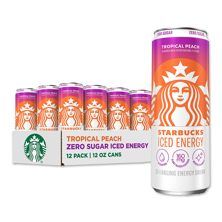 スターバックス アイス エナジー トロピカルピーチ 355ml（12 fl oz）缶 12パック Starbucks Iced Energy Tropical Peach Energy Drink, 12 fl oz cans 12 Pack 【お取り寄せ商品】【合わせて買いたい】