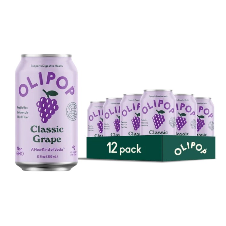 オリポップ プレバイオティクスソーダ クラシックグレープ 355ml 12本 OLIPOP Prebiotic Soda, Classic Grape, 12 fl oz, 12 Pack 【お取り寄せ商品】【合わせて買いたい】