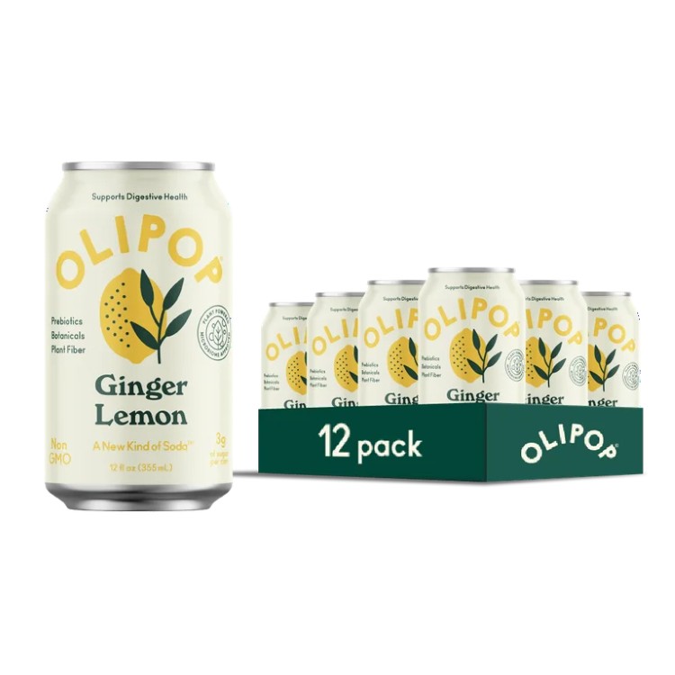 オリポップ プレバイオティクスソーダ ジンジャーレモン 355ml 12本 OLIPOP Prebiotic Soda, Ginger Lemon, 12 fl oz, 12 Pack, 【お取り寄せ商品】【合わせて買いたい】|プロテインUSA