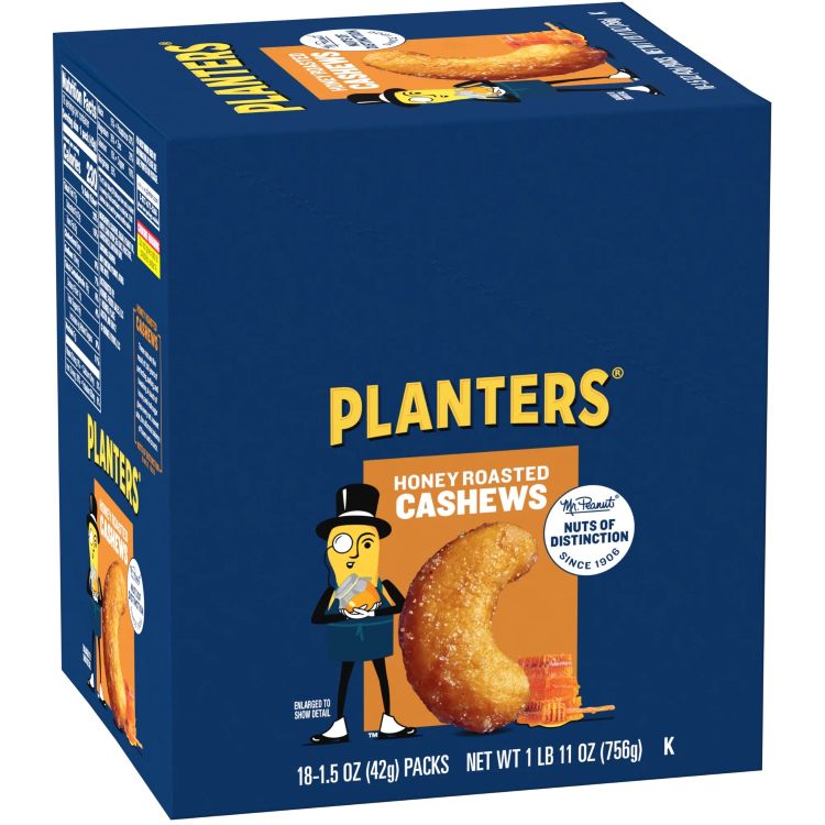 プランターズ ハニーローストホールカシューナッツ 18袋入り PLANTERS Honey Roasted Whole Cashews 1.5 oz Tube Pack of 18 【お取り寄せ商品】