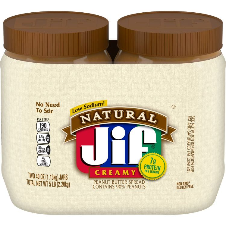 ジフ ナチュラル クリーミー ピーナッツバター スプレッド ツインパック 各1.13kg Jif Natural Creamy Peanut Butter Spread Twin Pack, 80 Ounce 【お取り寄せ商品】