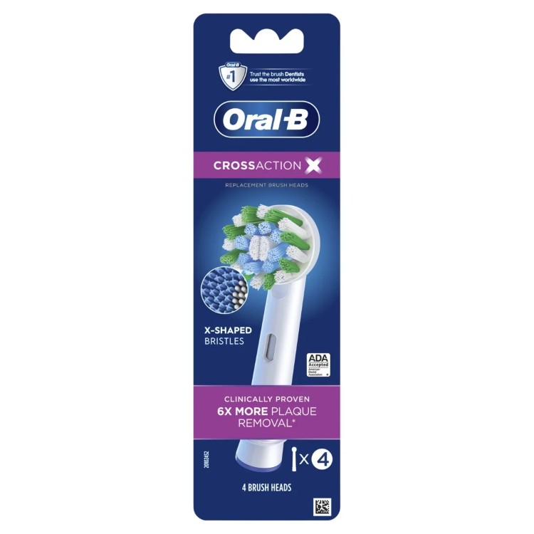 オーラルB クロスアクションX Xフィラメント交換ブラシヘッド 4本入り Oral-B CrossActionX X-Filament Replacement Brush Heads, 4 Count 【お取り寄せ商品】