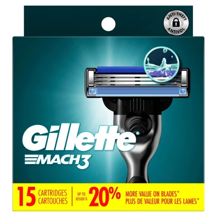 ジレット マッハ3 替刃 男性用カミソリ替刃 15個 Gillette Mach3 Men's Razor Blades, 15 Blade Refills 【お取り寄せ商品】|プロテインUSA
