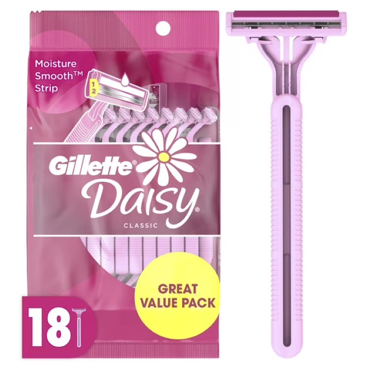 ジレット デイジー 女性用使い捨てカミソリ 2枚刃 18本 Daisy Gillette Disposable Razors for Women, 2-Bladed, 18 Count, Pink 【お取り寄せ商品】