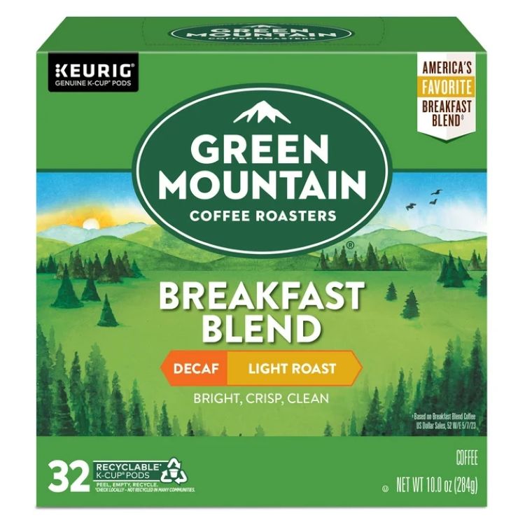 グリーンマウンテンコーヒーロースターズ デカフェ ブレックファストブレンド ライトロースト コーヒー キューリグKカップ 32個 Green Mountain Coffee Roasters, Decaf Breakfast Blend Light Roast K-Cup Pods, 32 Count 【お取り寄せ商品】