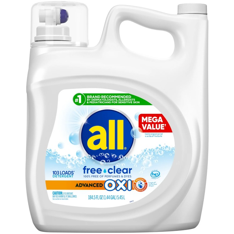 オール フリークリア 液体洗濯用洗剤 オキシ配合 5.5L 103回分 all Free Clear Liquid Laundry Detergent, Oxi, 184.5oz, 103 Loads 【お取り寄せ商品】