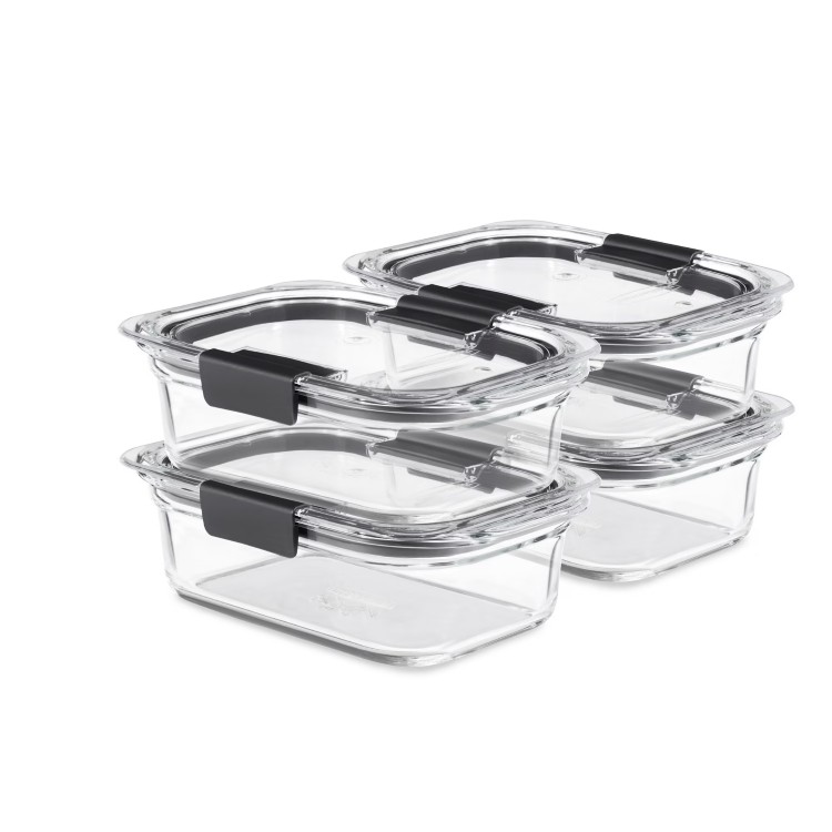 ラバーメイド ブリリアンス ガラス製保存容器 約760ml 4個セット 密閉ロック付き Rubbermaid Brilliance Glass Set of 4 Food Storage Containers with Latching Lids, 3.2 Cups 【お取り寄せ商品】｜プロテインUSA