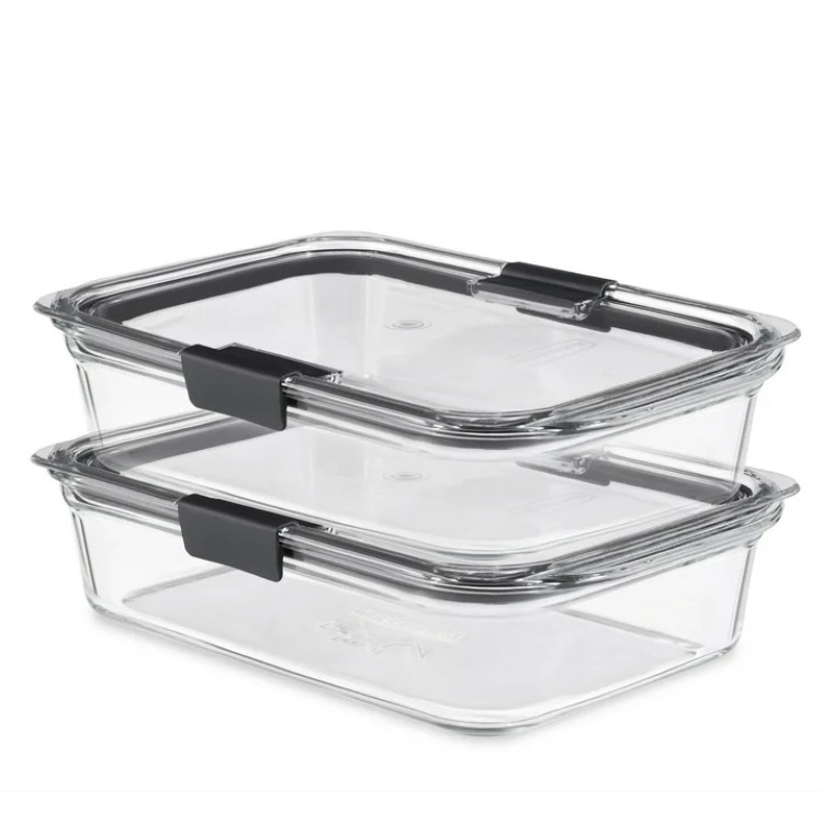 ラバーメイド ブリリアンス ガラス製保存容器 フタ付き 8カップ 2個セット Rubbermaid Brilliance Glass Food Storage Containers, 8-Cup Food Containers with Lids, 2-Pack 【お取り寄せ商品】|プロテインUSA
