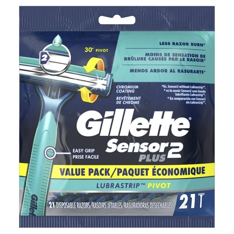 ジレット センサー2 プラス ピボット メンズ 使い捨てカミソリ 21本 ブルー Gillette Sensor2 Plus Pivot Men's Disposable Manual Razor, 21 Razors, Blue 【お取り寄せ商品】