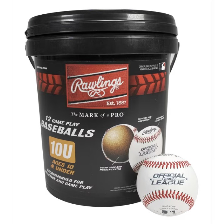ローリングス CROLB オフィシャルリーグ 練習用 ユース野球ボール ユース10U バケツ入り 12球 Rawlings | Official League CROLB Practice Youth Baseballs | Youth/10U | Bucket | 12 Count 【お取り寄せ商品】|プロテインUSA