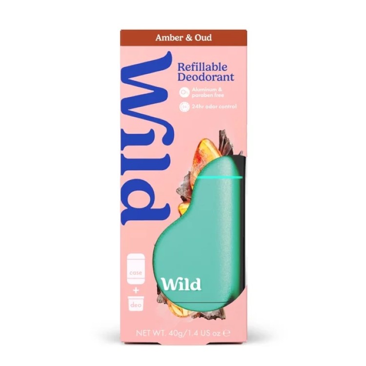 ワイルド リフィル式デオドラント スターターパック アクアケース アンバー＆ウード 約40g Wild Refillable Deodorant Starter Pack for Women and Men, 1.4oz Amber & Oud 【お取り寄せ商品】