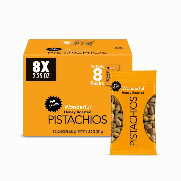 ワンダフルピスタチオ 殻なし ハニーローストナッツ 8袋パック Wonderful Pistachios No Shells Honey Roasted Nuts, 2.25 oz Pack of 8 【お取り寄せ商品】