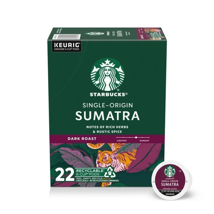 スターバックス スマトラ ダークロースト コーヒー Kカップ 22個入り Starbucks Sumatra, Hot or Iced Coffee, Dark Roast K-Cup Coffee Pods, 22 Count? 【お取り寄せ商品】｜プロテインUSA