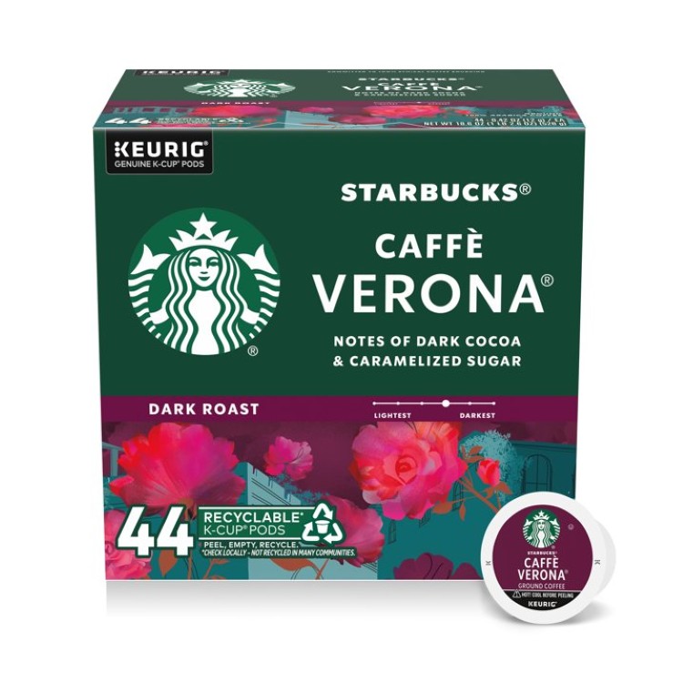 スターバックス カフェ ベロナ ミディアムロースト Kカップコーヒーポッド 44個入り Starbucks Caffe Verona, Hot or Iced Coffee, Medium Roast K-Cup Coffee Pods, 44 Count 【お取り寄せ商品】