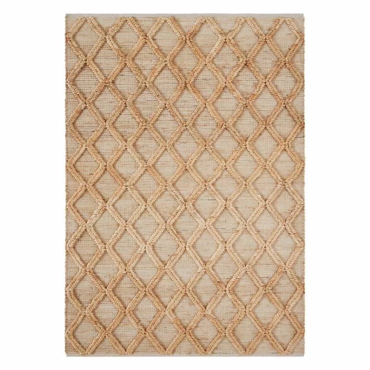 ビューティフル バイ ドリュー・バリモア 室内用ジュートラグ トレリスダイヤ柄 約152×213cm ナチュラル Beautiful Natural Jute Trellis Diamond Indoor Area Rug by Drew Barrymore, 5' x 7' 【お取り寄せ商品】