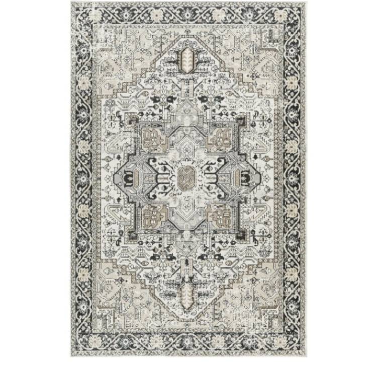 【ウォルマートブランド】メインステイズ ペルシャ柄 エリアラグ ブラック アイボリー 約152×213cm Mainstays Black & Ivory Persian Indoor Area Rug, 5' x 7' 【お取り寄せ商品】|プロテインUSA