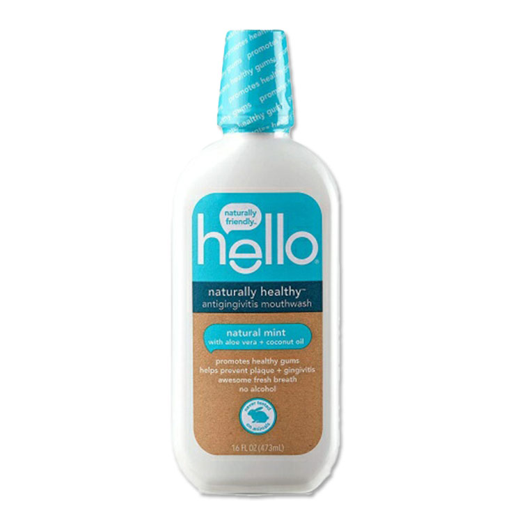 hello オーラルケア マウスウォッシュ ナチュラルミント 473ml (16floz) （ハロー） Hello Oral Care Naturally Healthy Antigingivitis Healthy Mouthwash Natural Mint with Aloe Vera and Coconut Oil 16floz画像