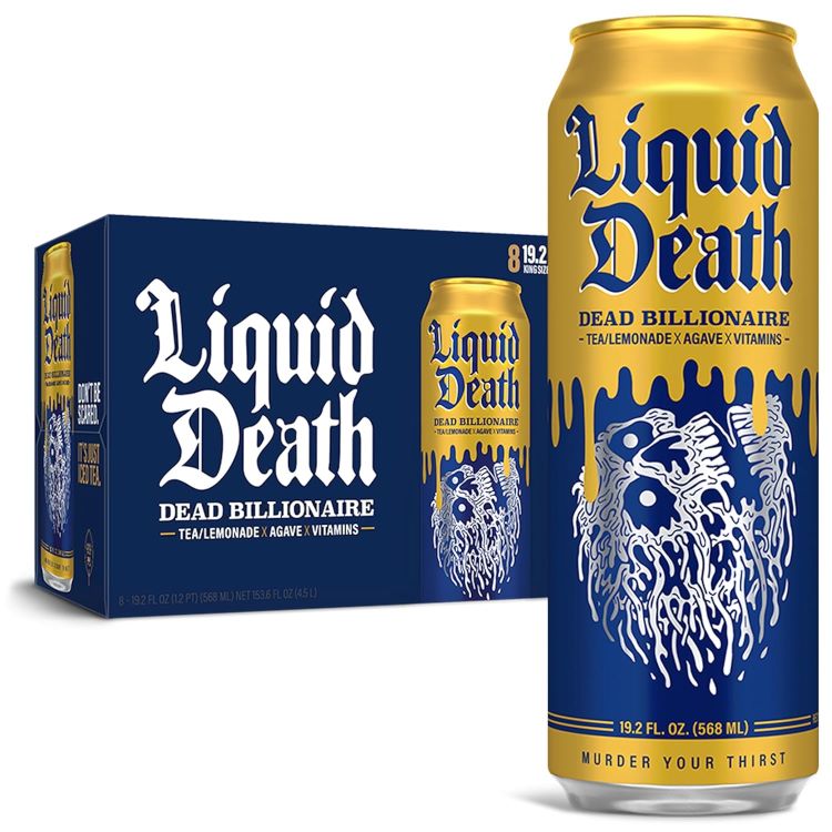 リキッドデス デッドビリオネアアイスティー 8缶セット（キングサイズ19.2オンス缶） Liquid Death, Dead Billionaire Iced Tea 8-Pack (King Size 19.2oz Cans) 【お取り寄せ商品】【合わせて買いたい】