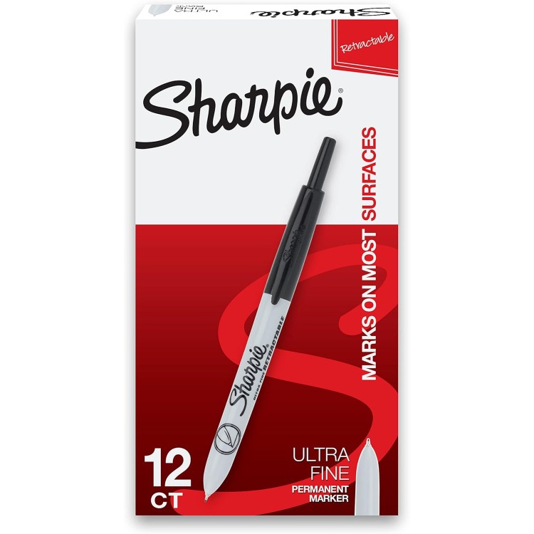 シャーピー ノック式油性マーカー 極細字 黒 12本 Sharpie Retractable Permanent Markers, Ultra Fine Point, Black, 12 Count 【お取り寄せ商品】【合わせて買いたい】