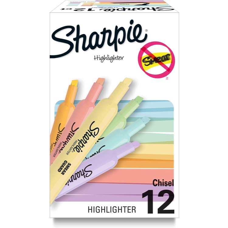 シャーピー タンク ハイライター チズル 12本入りSHARPIE Tank Highlighters, Mild Pastel Colors, Assorted, Chisel Tip, 12 Count【お取り寄せ商品】【合わせて買いたい】