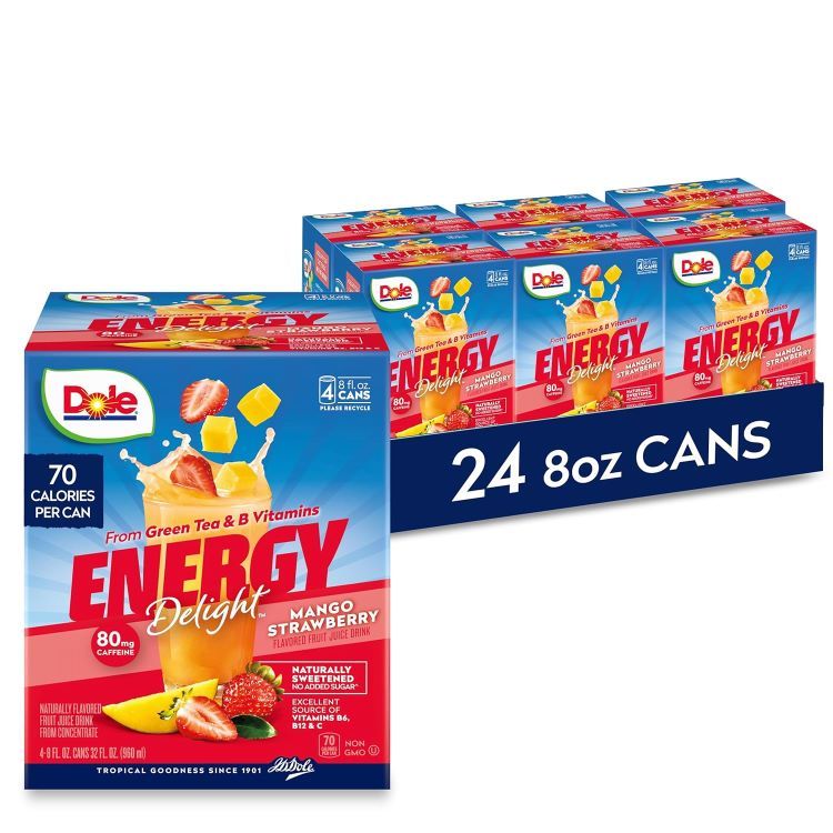 ドール エナジー ディライト フレーバー フルーツ ジュース ドリンク マンゴー ストロベリー 4箱（24缶） Dole Energy Delight Flavored Fruit Juice Drink, Mango Strawberry【お取り寄せ商品】【合わせて買いたい】
