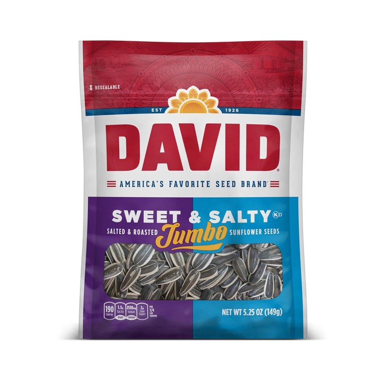 デイビッド スイート＆ソルティ ロースト ジャンボ ひまわりの種 149g(5.25 oz) 12 パック DAVID Seeds Sweet and Salty Salted and Roasted Jumbo Sunflower Seeds, 5.25 OZ Bags, 12 Pack 【お取り寄せ商品】【合わせて買いたい】