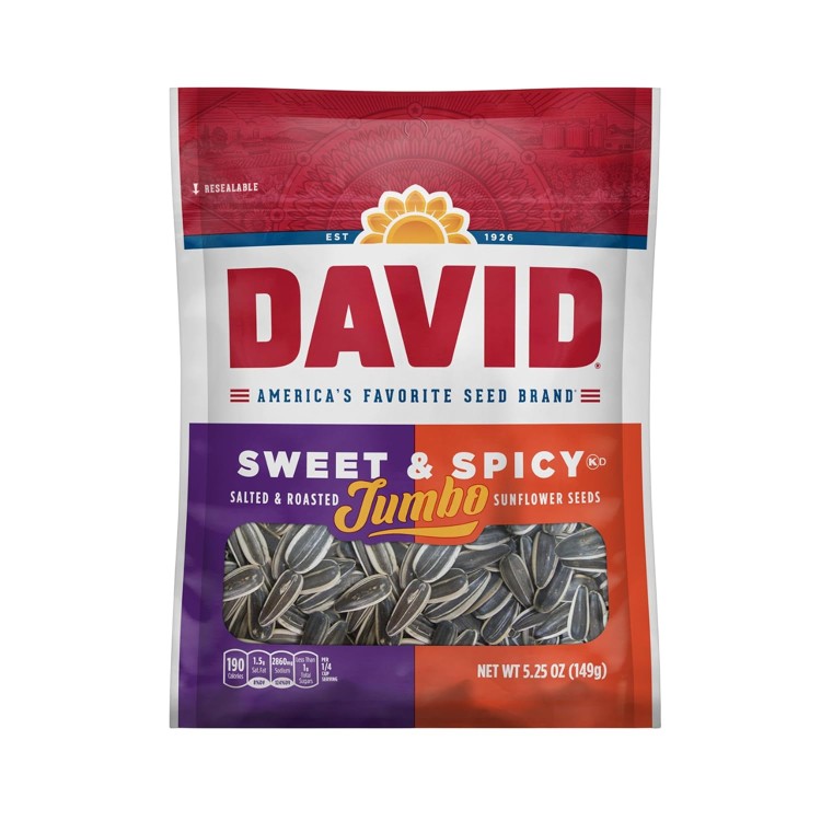 デイビッド スイート＆スパイシー ロースト ジャンボ ひまわりの種 149g(5.25 oz) 12 パック DAVID Seeds Sweet and Spicy Salted and Roasted Sunflower Seeds, 5.25 OZ, 12 Pack 【お取り寄せ商品】【合わせて買いたい】