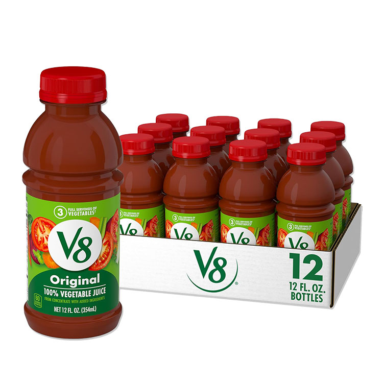 V8 オリジナル 100% 野菜ジュース Original 100% Vegetable Juice, 約354ml 12fl oz Bottle (12 Pack) 【お取り寄せ商品】【合わせて買いたい】｜プロテインUSA
