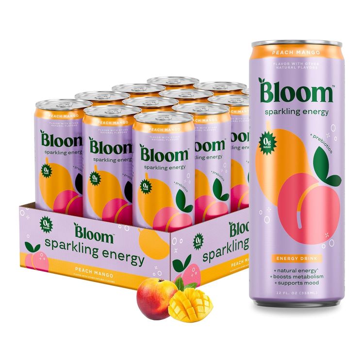 【最大1000円OFFクーポンあり】ブルームニュートリション スパークリング エナジー ドリンク 12本入り ピーチマンゴーBloom Sparkling Energy Drink peach mango 【お取り寄せ商品】【合わせて買いたい】