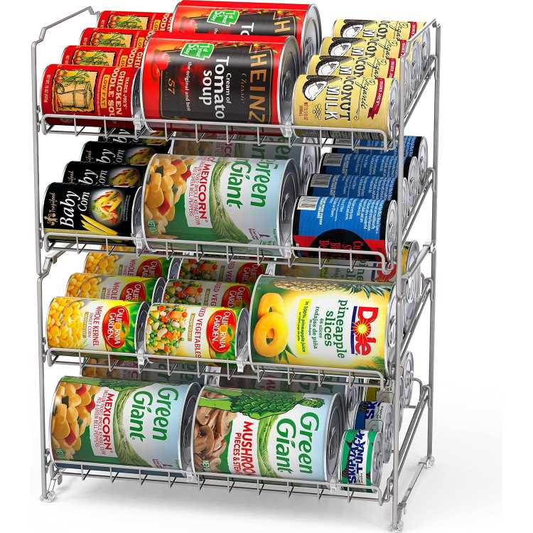 シンプルハウスウェア 2段積み重ね可能缶ラック シルバー 2個パックSimple Houseware 2 Tier Stackable Can Rack, Silver, 2 Pack 【お取り寄せ商品】【合わせて買いたい】