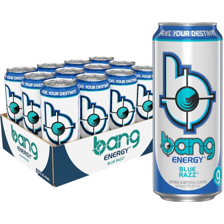 バングエナジー ブルーラズ シュガーフリー エナジードリンク 473ml 12本 Bang Energy Blue Razz Sugar-Free Energy Drink 16-Ounce Pack of 12 【お取り寄せ商品】