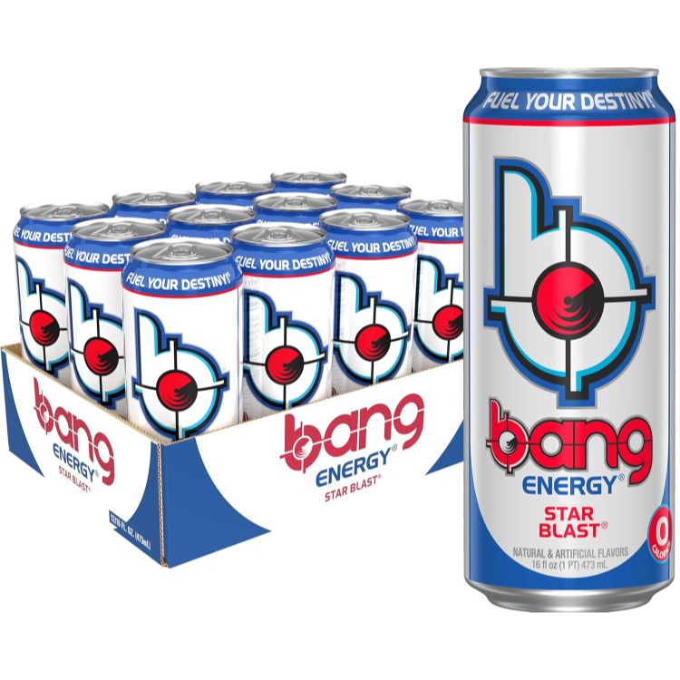 バングエナジー スターブラスト シュガーフリー エナジードリンク 473ml 12本 Bang Energy Star Blast Sugar-Free Energy Drink 16-Ounce Pack of 12 【お取り寄せ商品】｜プロテインUSA