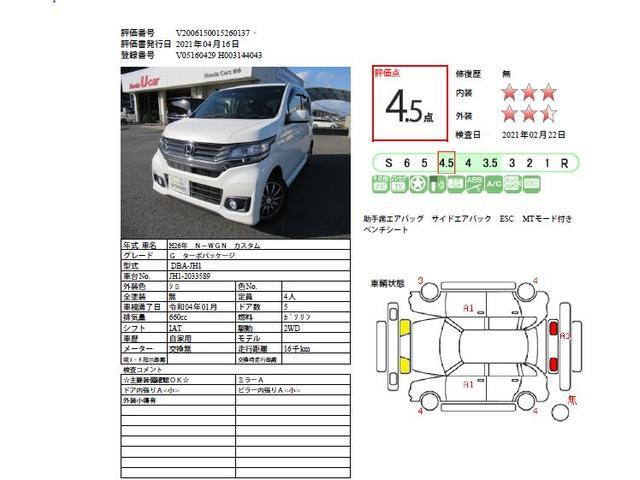 あすつく ｎ ｗｇｎカスタムｇ ターボパッケージ ホンダ 評価書付 中古 ファッション大好評