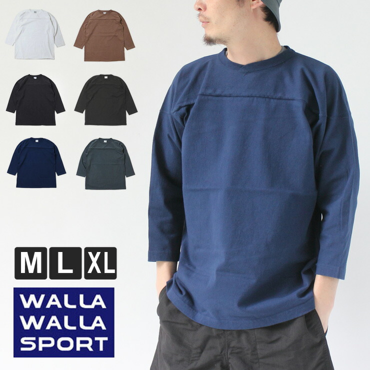 WALLA WALLA SPORT ワラワラ運動競技 蹴球TEE 9薬局衡オンス 3/4 プルオーバーメンズ  日本製 レディース