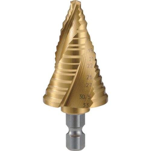TRUSCO 足取りせん孔機 3枚刃チタン上塗り 6～33粍 段数11 3SNMS33G