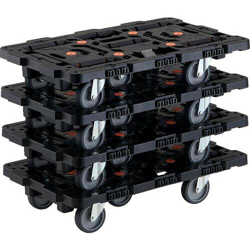 TRUSCO まとめ買い かかわり合い式脂製平台車 ビートル 700X450 自在5輪 4台仕かける BT700J5-E100-M4 DIY・工具-物流・運搬器具-台車