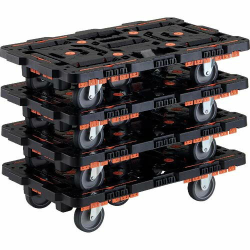 TRUSCO まとめ買い 連結式樹脂製平台車 ビートル 700X450 自在3輪 コボレ止めセット付 4台セット BT700KJ3-E100-M4
