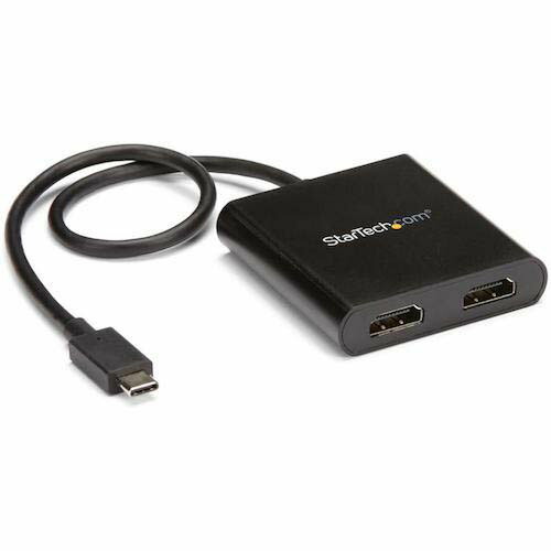 StarTech ディスプレイアダプター／USB-C - 2x HDMI／4K30Hz／30cmケーブル／ブラック／MSTハブ MSTCDP122HD