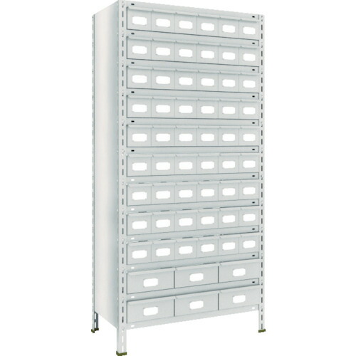 TRUSCO スチールラック 軽量棚引出付 875X450X1800 スチール引出小54大6 ネオグレー 63X812A9B2
