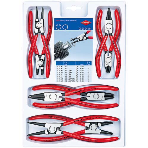 KNIPEX 002004V01 8本組 スナップリングプライヤー 002004V01