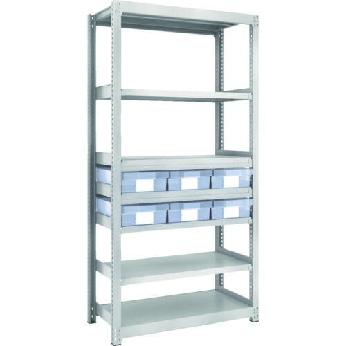 TRUSCO スチール製軽中量ボルトレス棚 M2型 樹脂透明引出付 W860*D450*H1800 大*6 M2-6347-D6