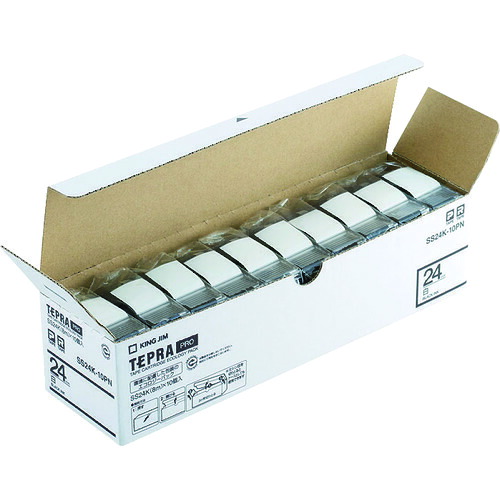 キングジム ラベルプリンタ用テープカートリッジ 「テプラ」PROテープエコパック(10個入り)白 SS24K10PN|Pro Tool Shop