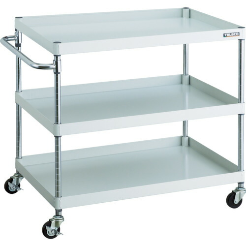 TRUSCO フェニックスワゴン 600*400 3段 直径75ゴム車輪 W色　PEW963G75W｜Pro Tool Shop
