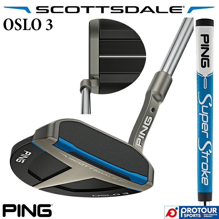 PING SCOTTSDALE OSLO 3 / ピン スコッツデール オスロ 3 パター 2025年モデル PING SPST TOUR 2.0(PT BLUE) ヘッドカバー付き マレット型 人気 日本正規品 送料無料