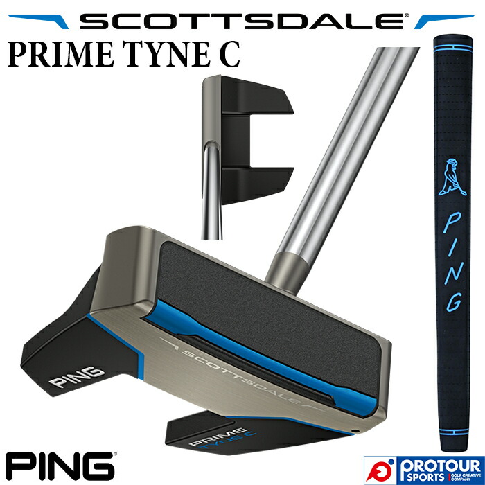 PING SCOTTSDALE PRIME TYNE C / ピン スコッツデール プライム タイン C パター 2025年モデル PP58 ミッドサイズ(ブラック/ブルー) ヘッドカバー付き ツノ型 人気 日本正規品 送料無料