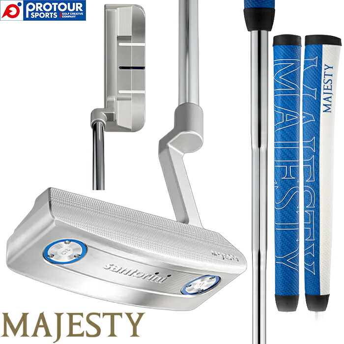 MAJESTY Santorini WIDE BLADE PUTTER / マジェスティ サントリーニ ワイドブレード パター 2023年モデル スチールシャフト 34インチ ヘッドカバー付き ブレード型 メンズ レディース アドバンスモデル 日本正規品 送料無料|プロツアースポーツ 店